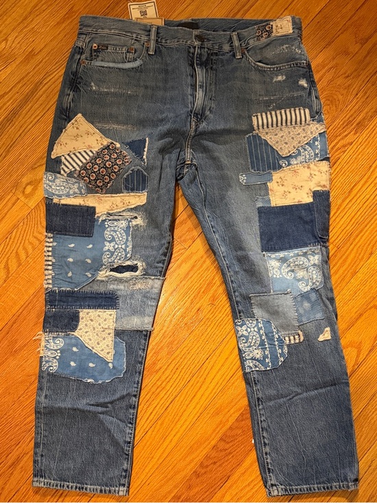 Polo Ralph Lauren Denim - Polo by Ralph Lauren Women’s Patchwork Slim Straight Jeans in Blue and Cream